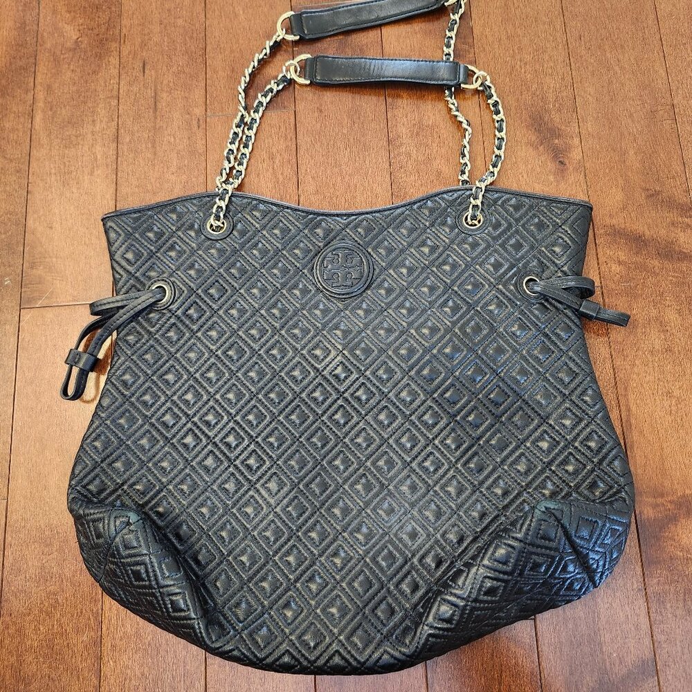 Tory Burch Marion black leather tote bag